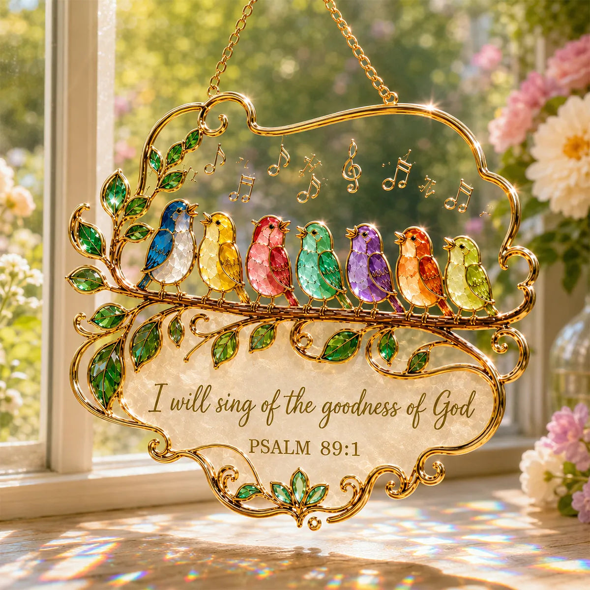 Psalm 89:1 Songbird Window Hanging Suncatcher