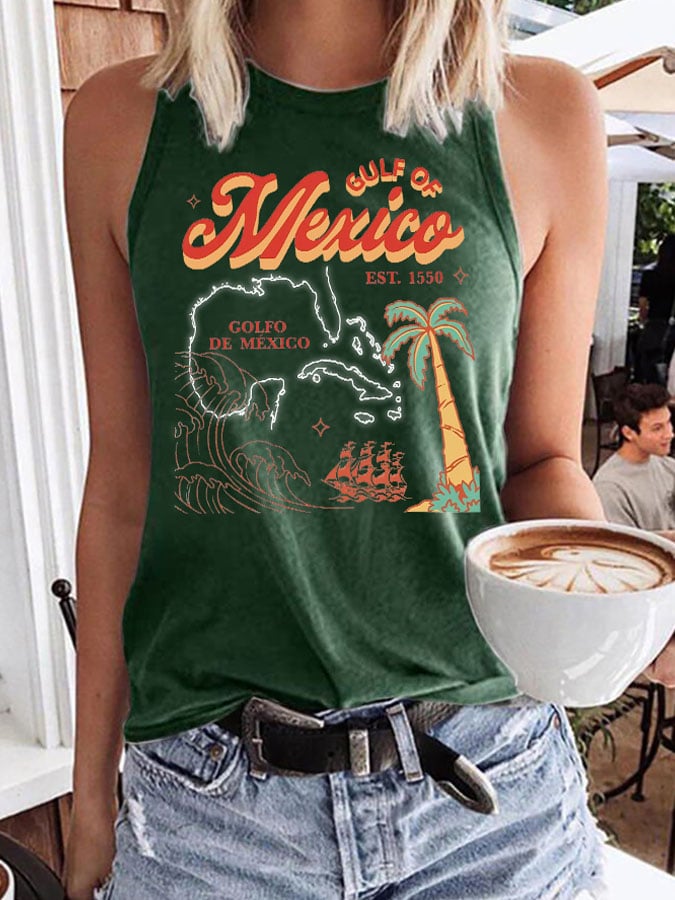 Retro Gulf Of Mexico Est.1550 Print Vest