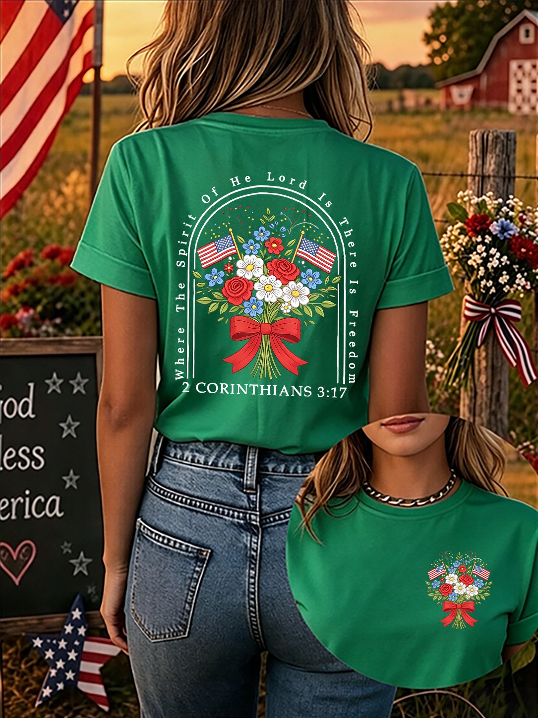 Where The Spirit Of The Lord Is, There Is Freedom. Women'S 250th Anniversary American Faith Print Short-Sleeve T-Shirt
