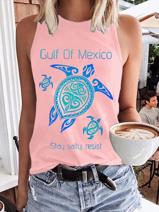 Women's Gulf Of Mexico Print Crew Neck Tank Top