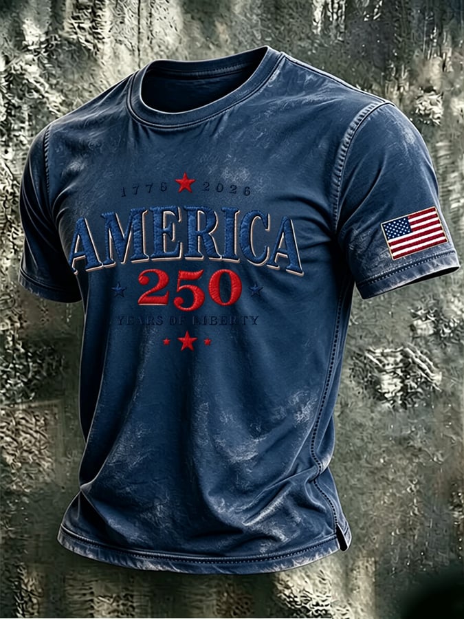 Men's 250th Anniversary Independence Day Art Printed Casual T-shirt
