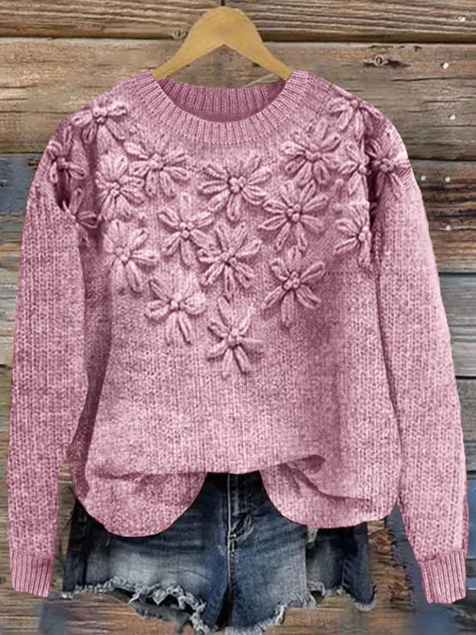 Womens Alzheimer's Awareness Floral Print Crew Neck Sweater