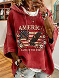 Women's Independence Day Eagle Print Oversized Hoodie
