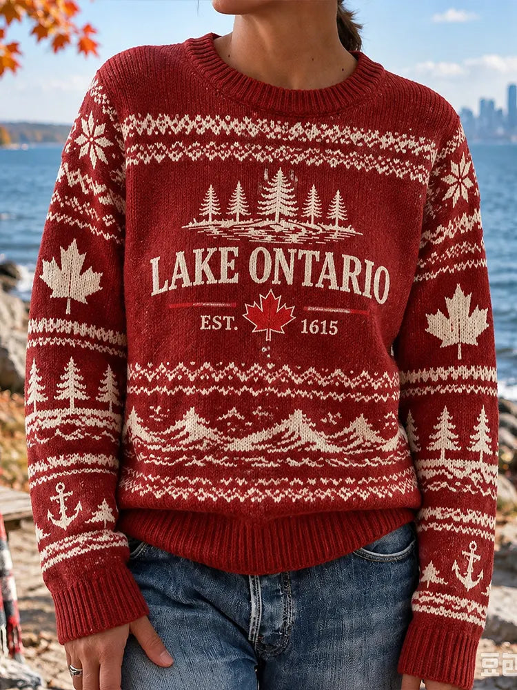 Women's 1615 Lake Ontario Knitted Casual Warm Crew Neck Sweater