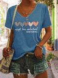 Women's Autism Awareness Understands Love Acceptance Printed Short-Sleeved T-Shirt