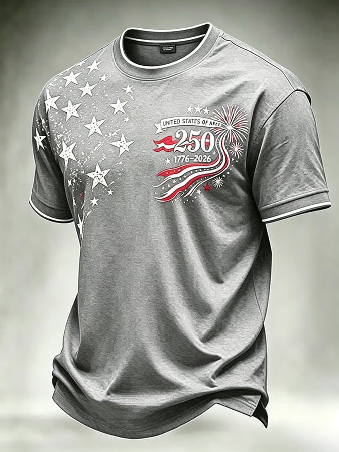 Men's 250th Anniversary Independence Day Art Printed Casual T-shirt