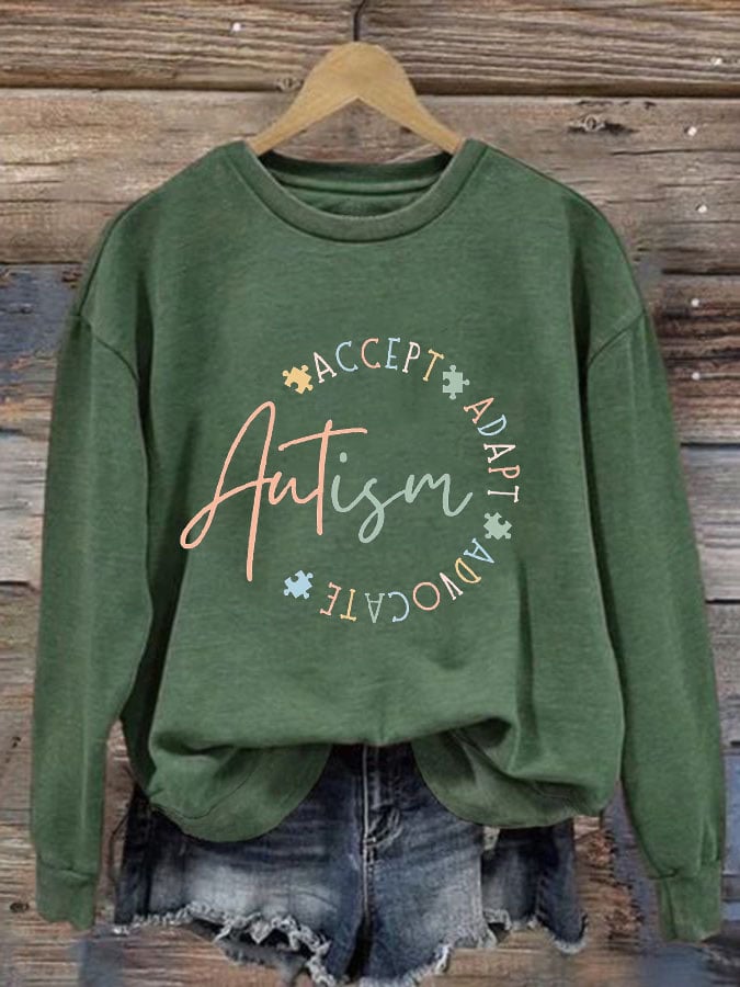 Women's Autism Awareness Printed Sweatshirt