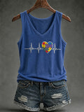 Women'S Autism Awareness Print Casual Top