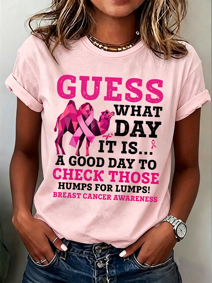 Women's Casual Breast Cancer Awareness Print Top