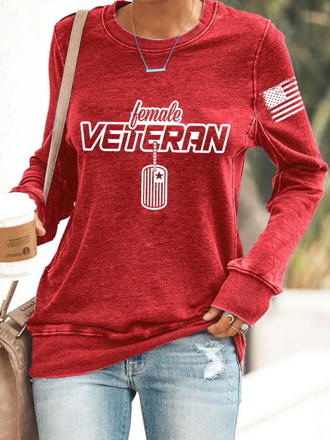 Women's "Female Veteran" Print Sweatshirt