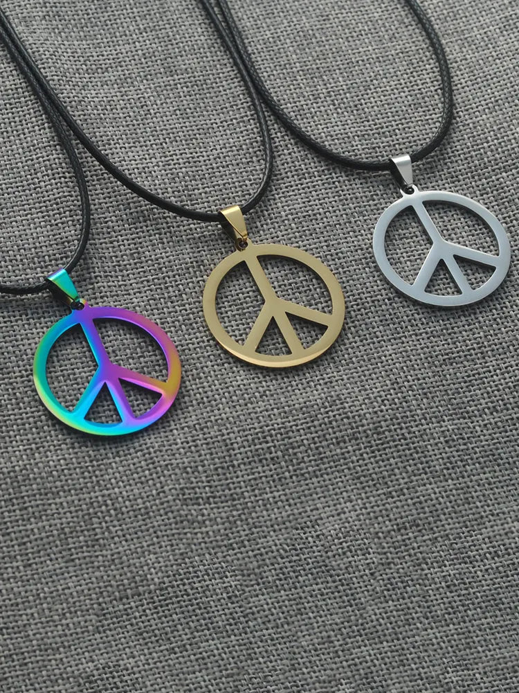 Stainless Steel Colored Peace Pendant