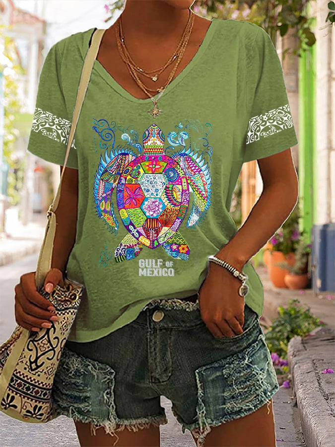 Women's Gulf Of Mexico Print Casual T-Shirt