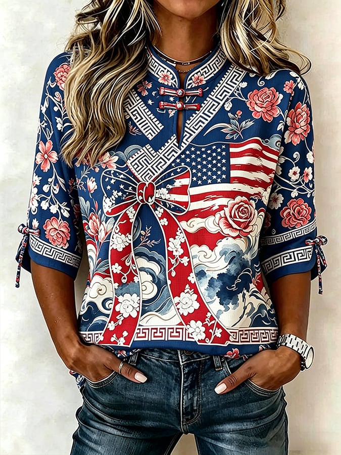 USA 250 Patriotic Doodle Blouse