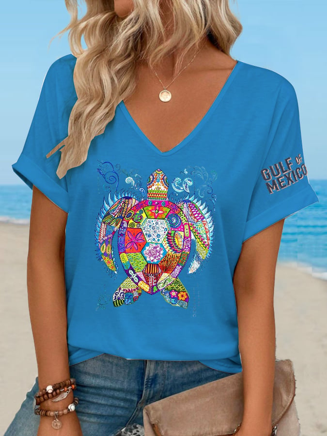 Women's Gulf of Mexico turtle print T-shirt