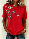 Women'S Casual Champagne Patriotic T-Shirt