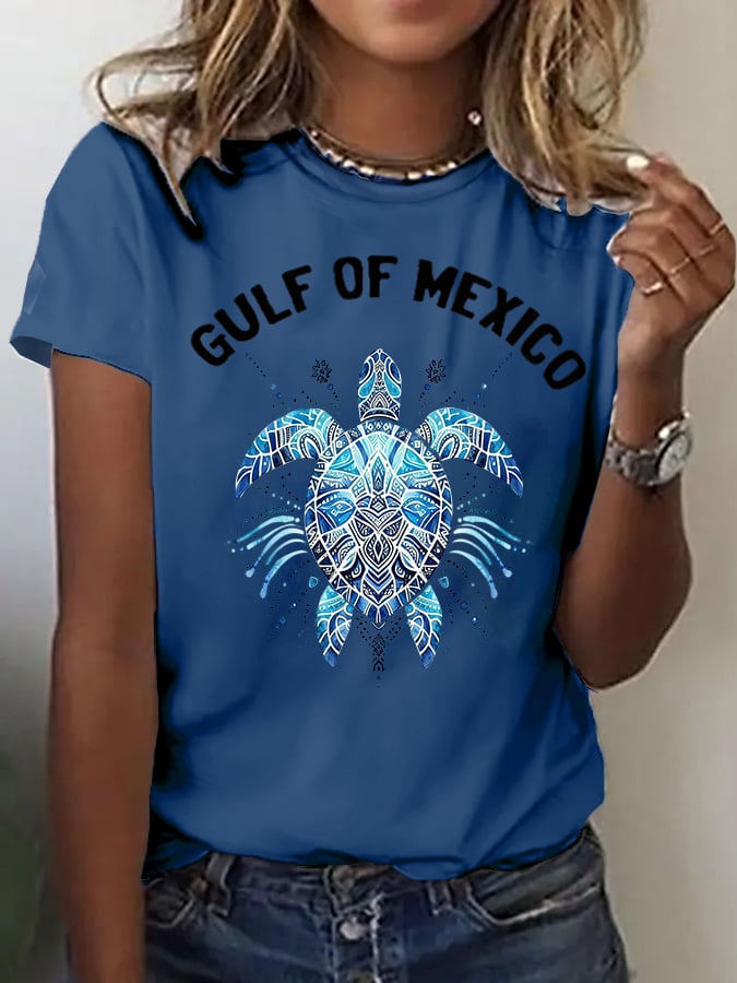 Women's Gulf of Mexico turtle print T-shirt