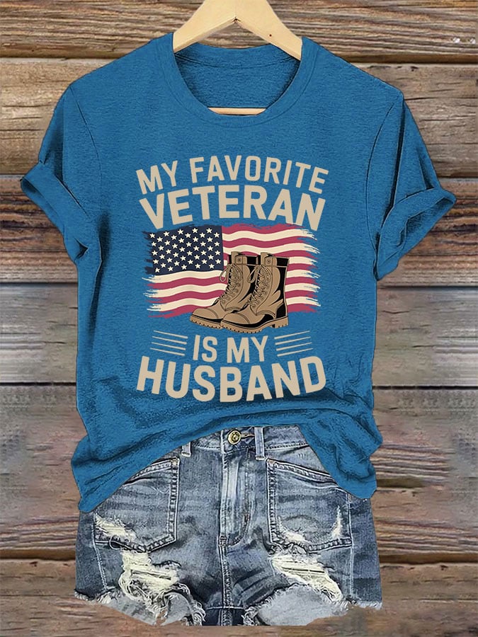 Women's 'My Favorite Veteran Is My Husband' Print T-Shirt