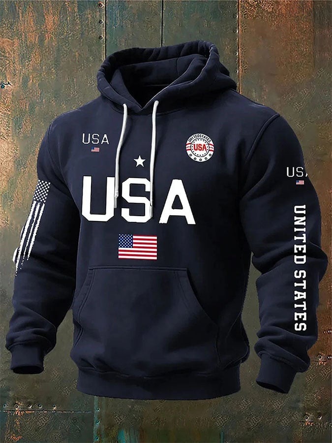 Men's Casual Printed Hooded Sweatshirt