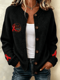 Women's Casual Printed Knit Cardigan