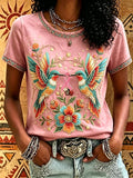 Women's Breast Cancer Awareness Short-Sleeve T-Shirt with Hummingbird Print