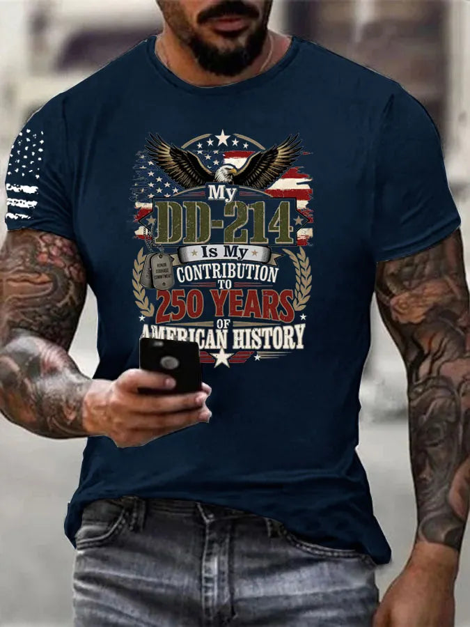 DD214 Is My Contribution To 250 Years Of American History Pattern 100% Cotton T-Shirt