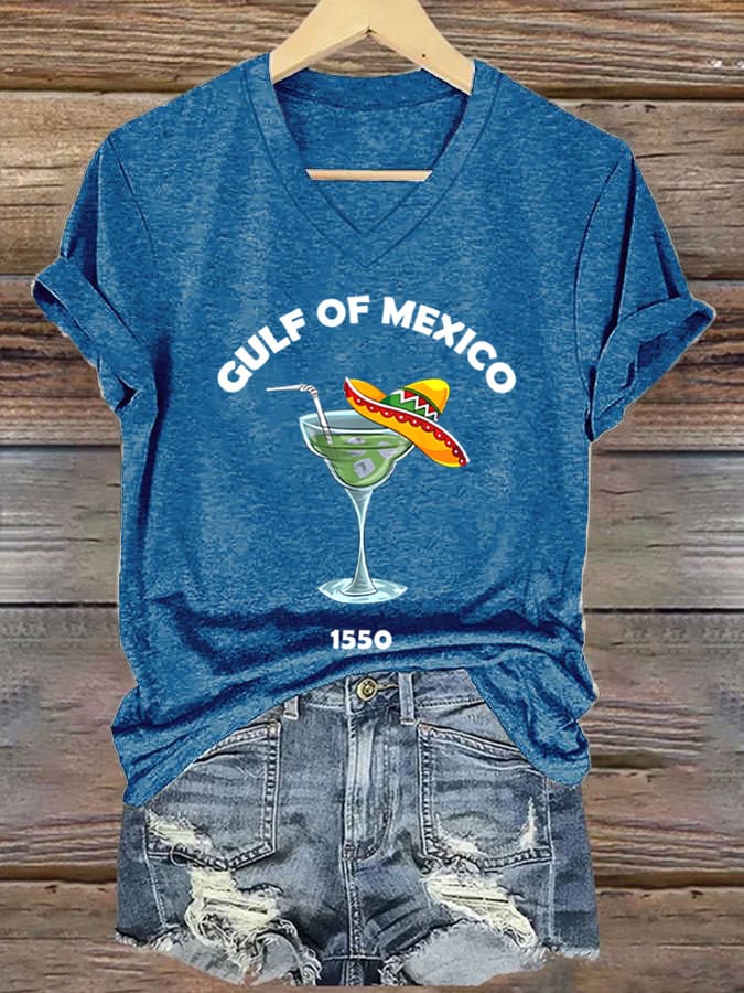 Women's Gulf of Mexico Print V-Neck T-Shirt