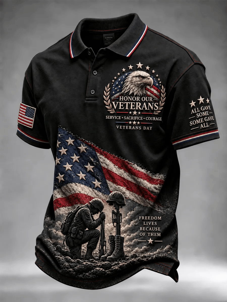 Men's Veterans Day Printed Waffle Top