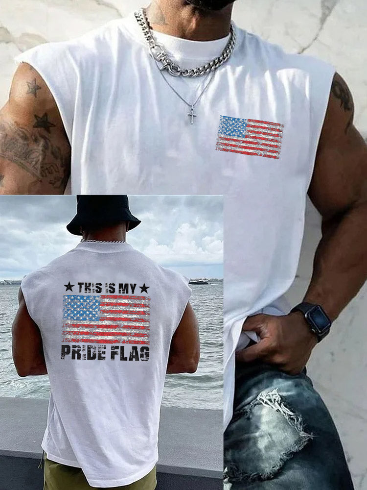 This is My Pride Flag Pattern Round Neck 100% Cotton Tank Top