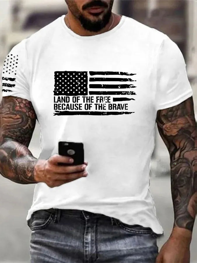 Independence Day Land Of The Free Pattern 100% Cotton T-Shirt