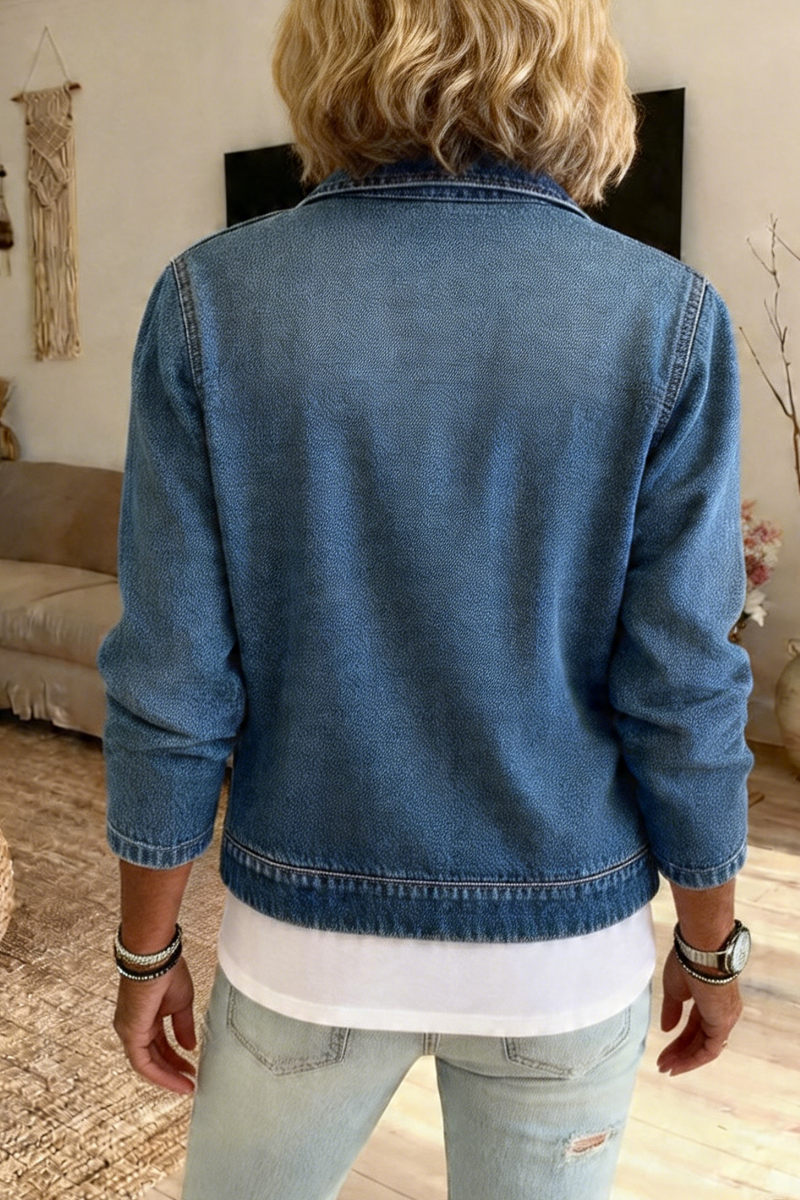 Women's Casual Denim Zipper Cardigan