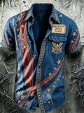 Men's Casual Retro Print Short-Sleeve Shirt