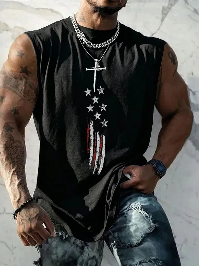 Men'S Sleeveless Casual Cotton And Linen T-Shirt