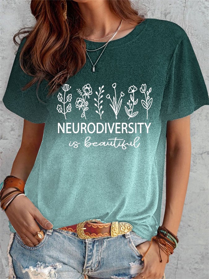 Women's Neurodiversity Autism Awareness Tie Dye Print T-Shirt