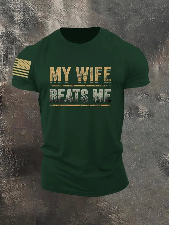 My Wife Beats Me  Pattern 100% Cotton T-Shirt
