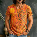 Men's Hippie Colorful Sun Print V-neck T-shirt