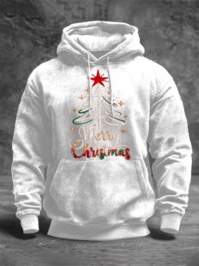 Retro Merry Christmas Cross Christmas Print Hoodie