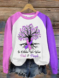 Women's In October We Wear Pink&Purple Breast Cancer Awareness Printed Sweatshirt