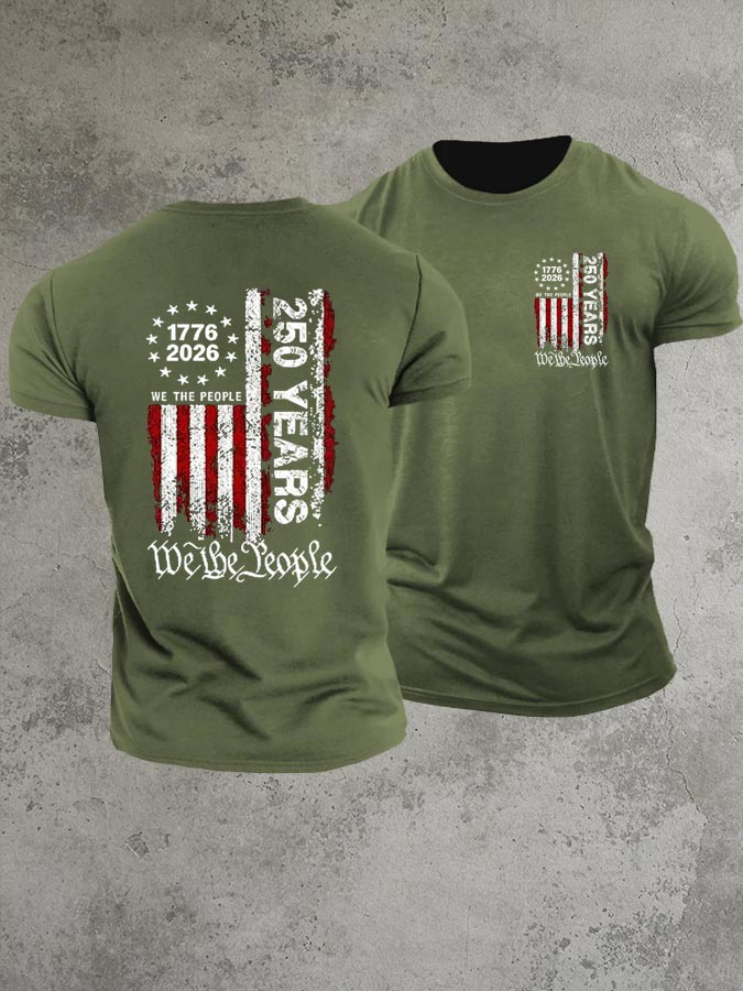 1776-2026 250 Years We The People  Pattern 100% Cotton T-Shirt