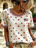 Women'S Independence Day Patriotic Claw Art Printed T-Shirt
