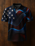 Men's Business Casual Independence Day Button Short Sleeve Polo Shirt