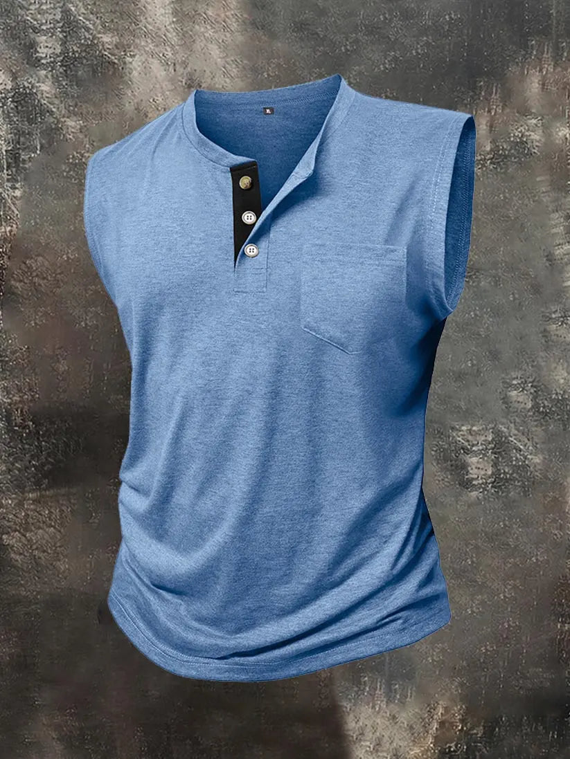 Men's Solid-Color Henley Vest