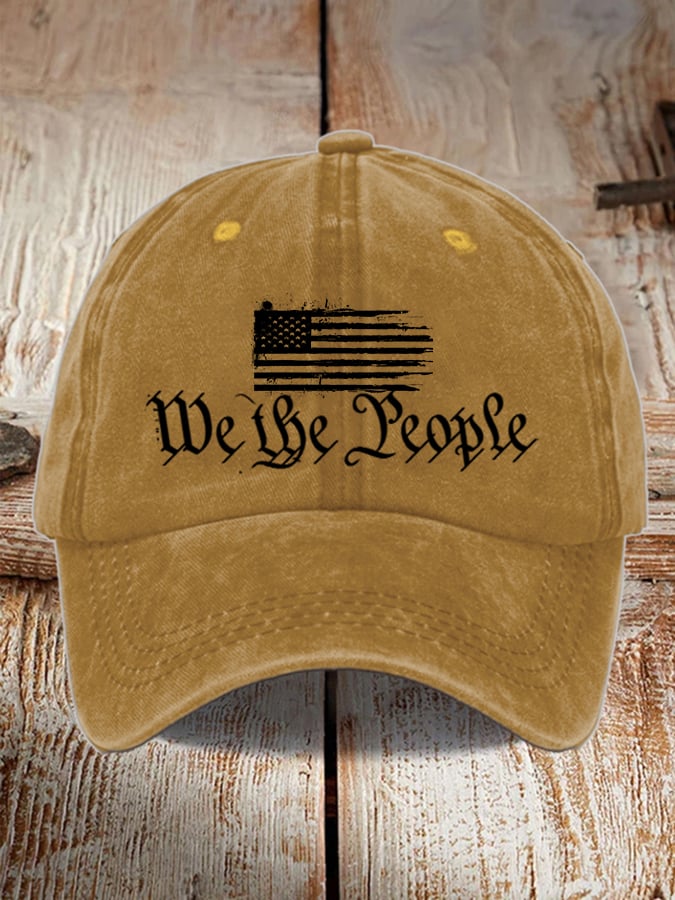 Unisex Distressed Washed Cotton Print Hat