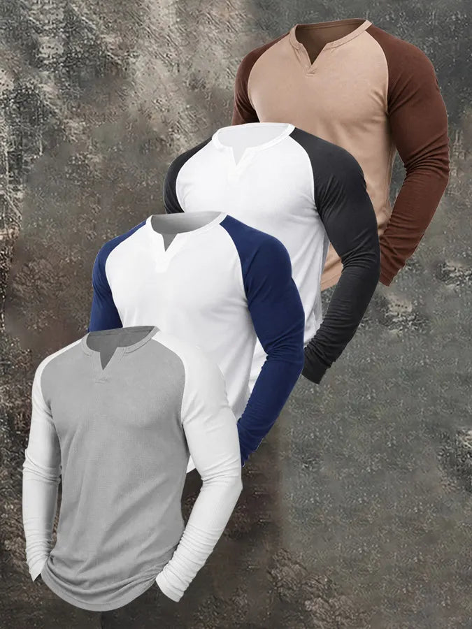 Men's Casual Outdoor Slim Fit Base Layer Raglan Top Set