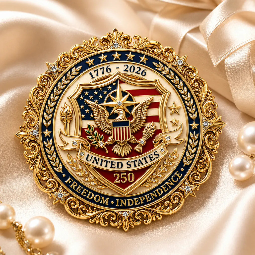 America 250th Anniversary Commemorative Eagle Shield Brooch Pin