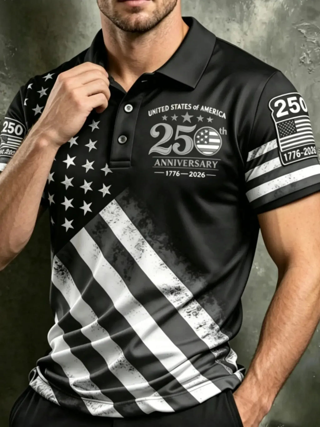 Men's 250th Anniversary American Flag Polo Shirt