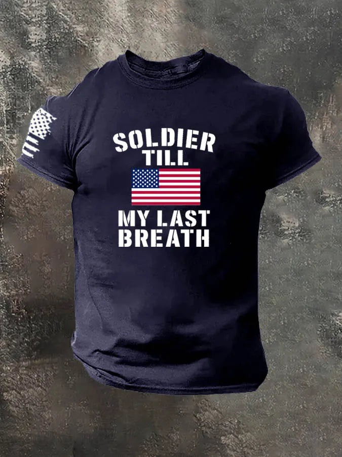 Soldier Till My Breath Last Pattern 100% Cotton T-Shirt