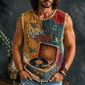 Men's Hippie Sun Face Record Peace Art Print Tank Top
