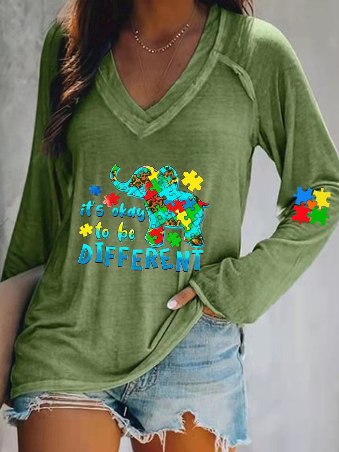 Women's It's Ok To Be Different V-neck T-shirt