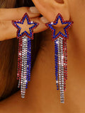 Independence Day Rhinestone Pendant Earrings