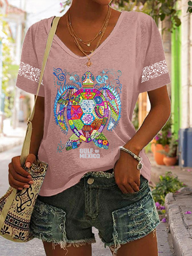 Women's Gulf Of Mexico Print Casual T-Shirt